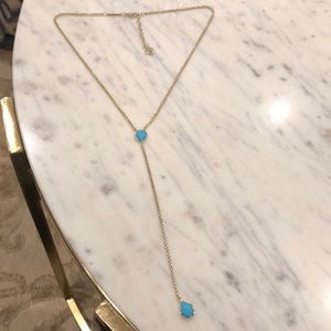 Kendra Scott Gold & Turquoise Y Necklace
